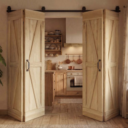 dvojité dřevěné skládací dveře