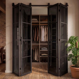 dvojité skládací prosklené dveře