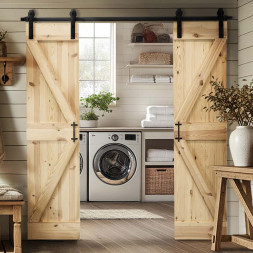 dvojkřídlé posuvné dveře v rustikálním stylu