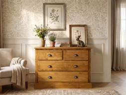 rustikální komoda ze smrkového dřeva do ložnice