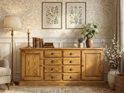 rustikální komoda ze smrkového dřeva do ložnice
