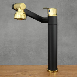 stojící umyvadlová baterie s perlátorem černá loft