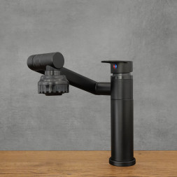 stojící umyvadlová baterie s perlátorem černá loft