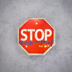Světelný LED nápis Stop
