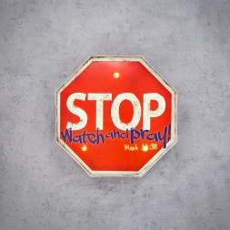 Světelný LED nápis Stop