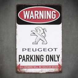 Kovová cedule Peugeot Parking