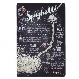 Kovová cedule Spaghetti recipe