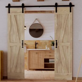 rustikální dvojité posuvné dřevěné dveře