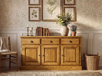 rustikální komoda ze smrkového dřeva do ložnice