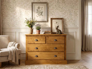 rustikální komoda ze smrkového dřeva do ložnice