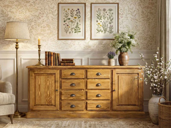 rustikální komoda ze smrkového dřeva do ložnice