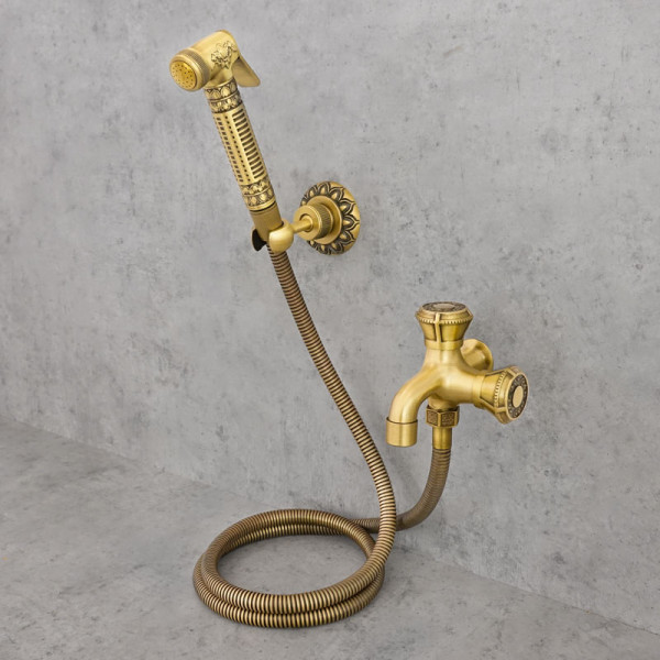 Nástěnná bidetová baterie antické mosazi KAMELIA