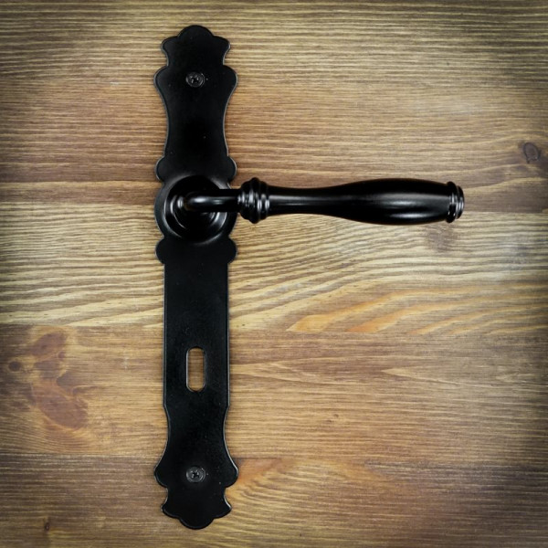 Dveřní klika Lincoln, s otvorem pro dozický (pokojový) klíč 90 mm, černá