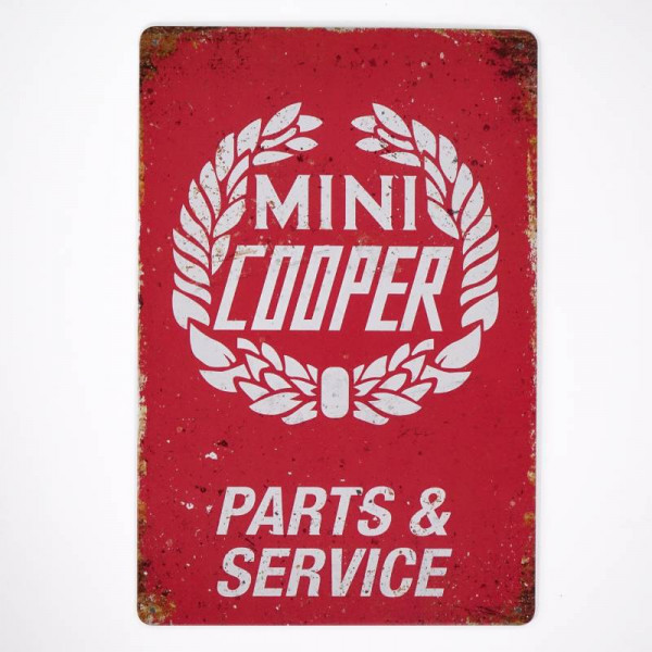 Kovová cedule Mini Cooper Parts