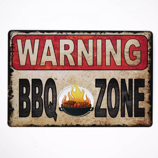 Kovová cedule BBQ zone 1