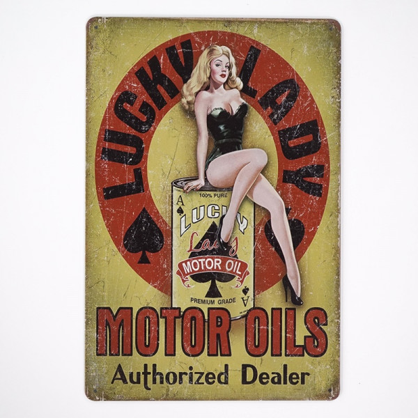 Kovová cedule Lucky Lady Motor Oil