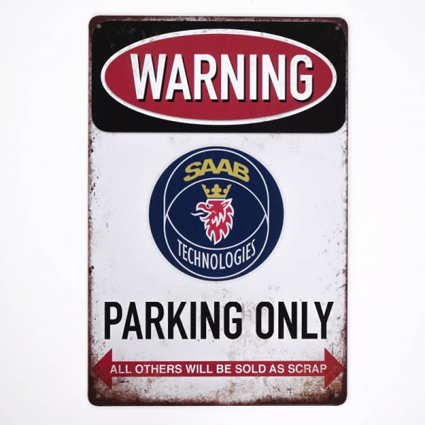 Kovová cedule Saab Parking