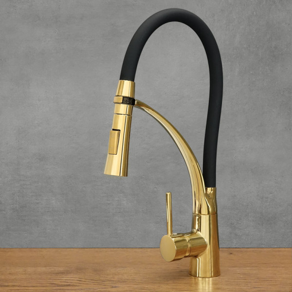 Stojací kuchyňská baterie SWAN, zlato