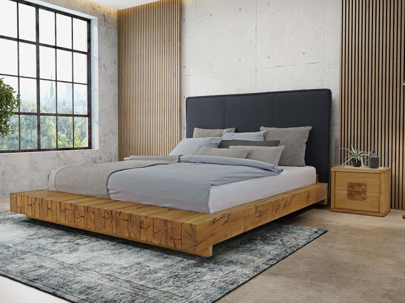 Dubová postel s opěradlem 160 x 200 cm URBAN FOREST 5