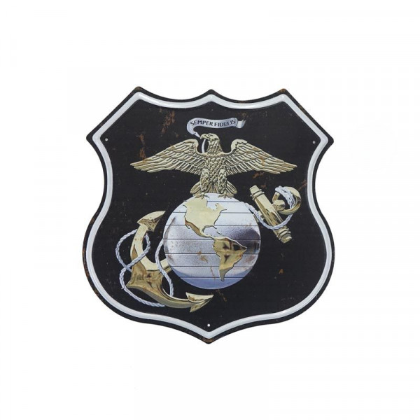 Kovová cedule ve tvaru štítu US Marine Corps