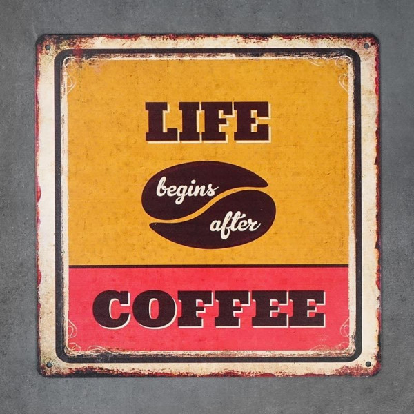 Kovová cedule Life Coffee