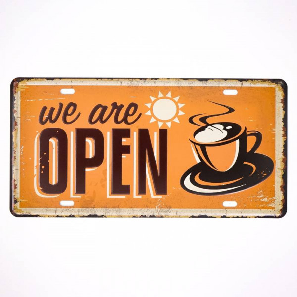Kovová cedule WE ARE OPEN 1