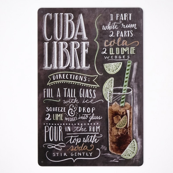 Kovová cedule Cuba Libre recipe