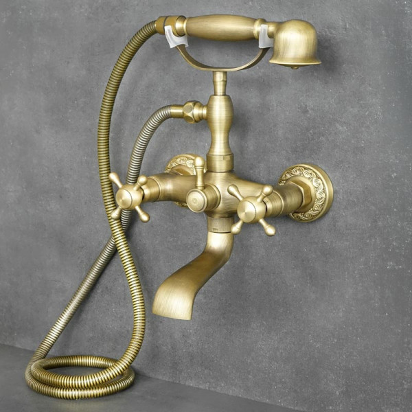Nástěnná vanová baterie EXETER, antický mosaz
