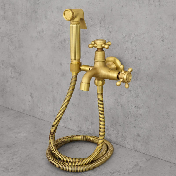 Nástěnná bidetová baterie antické mosazi YORK 2