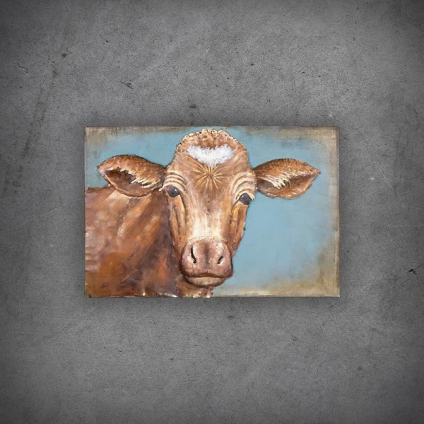 Kovový 3D obraz Kráva 3