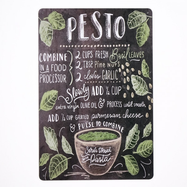 Kovová cedule Pesto recipe