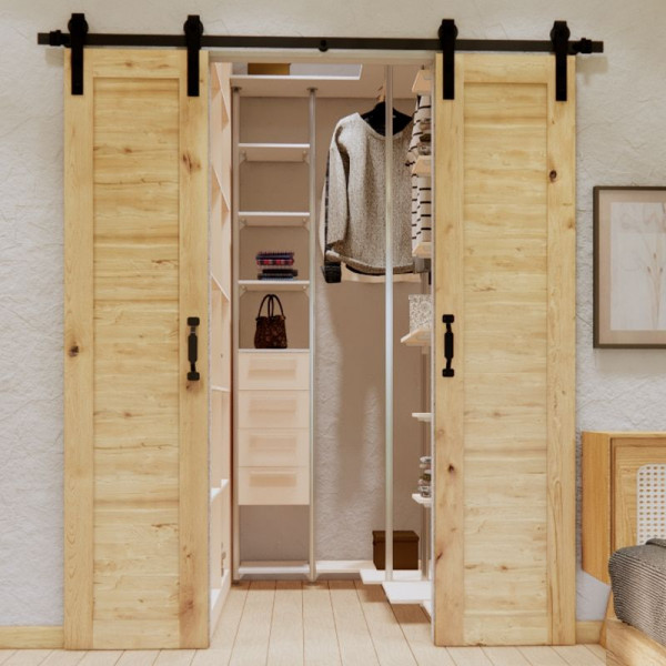Dřevěné posuvné dveře dubové dvoukřídlové HORIZON přírodní olej
