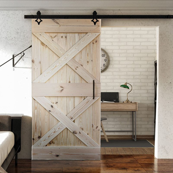 Posuvné borovicové dřevěné dveře jednokřídlé FOREST 2X surové