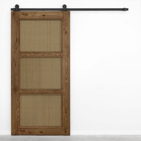 Ratanové posuvné dubové dřevěné dveře jednokřídlé TOFINO hnědý olej