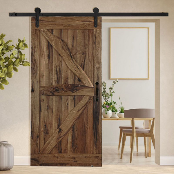 Posuvné dubové dřevěné dveře jednokřídlé FLINSTON PREMIUM RUSTIC hnědý olej