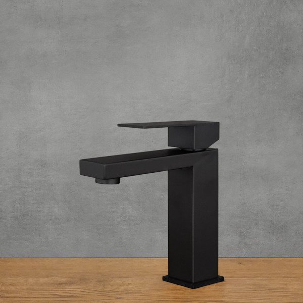 Stojací umyvadlová baterie TERAMO, nízká černá