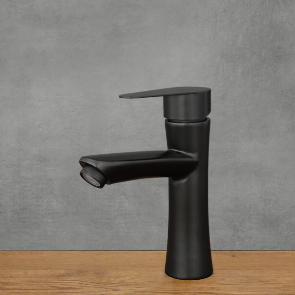 Stojací umyvadlová baterie ROSE, nízká černá