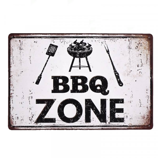 Kovová cedule BBQ zone 2