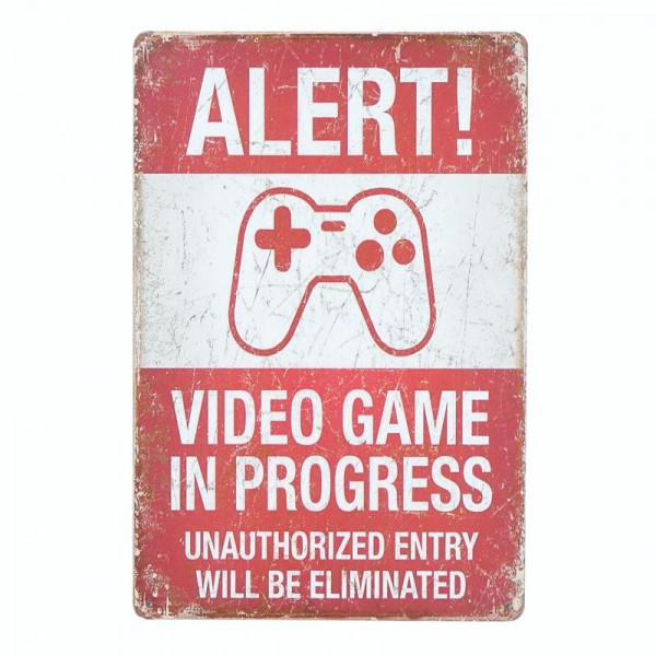 Kovová cedule Gaming in progress 2