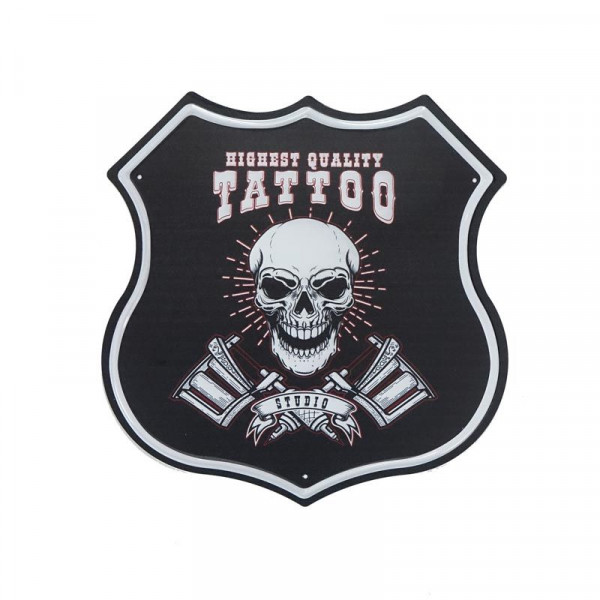 Kovová cedule ve tvaru štítu Tattoo