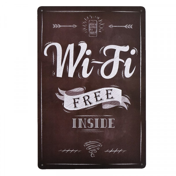 Kovová cedule Wi-Fi Free