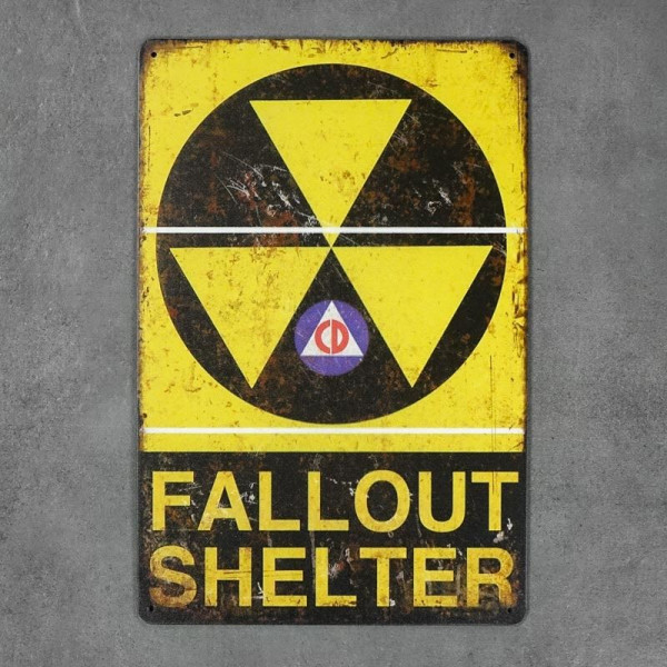 Kovová cedule Fallout Shelter
