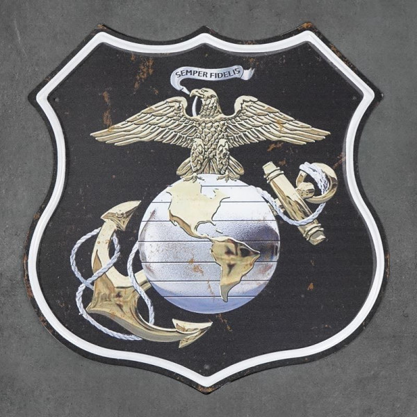Kovová cedule ve tvaru štítu US Marine Corps
