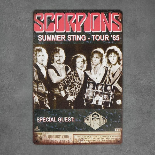 Kovová cedule Scorpions Tour ´85