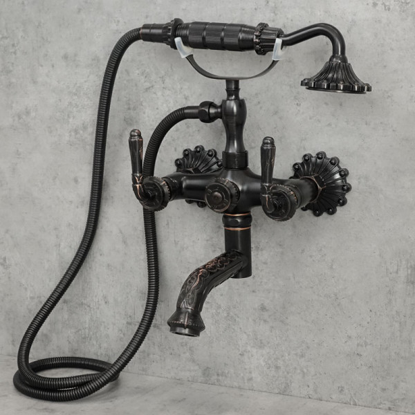 Nástěnná vanová baterie FLOWER, černá