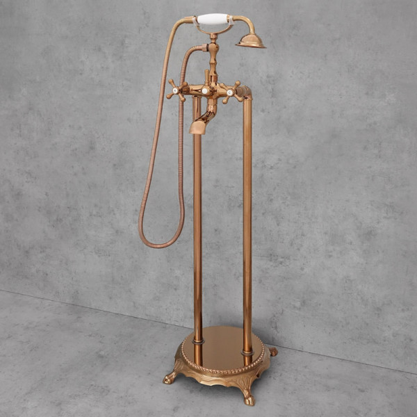 Volně stojící podlahová vanová baterie růžové zlato COPPER 1